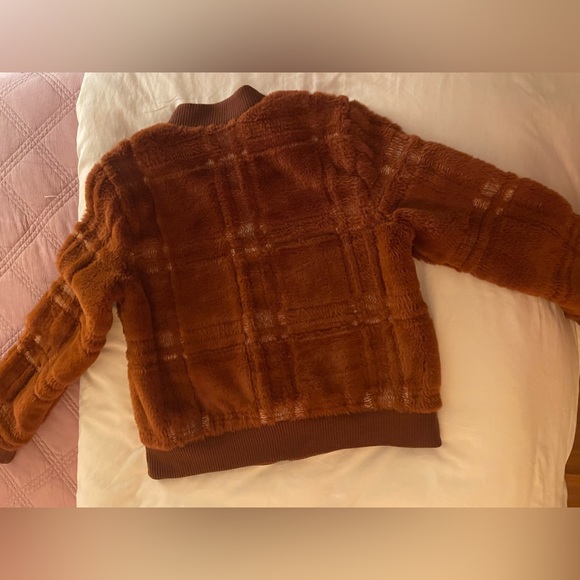 Anthropologie Rust Brown Sherpa Bomber Jacket - size Small - Picture 9 of 13